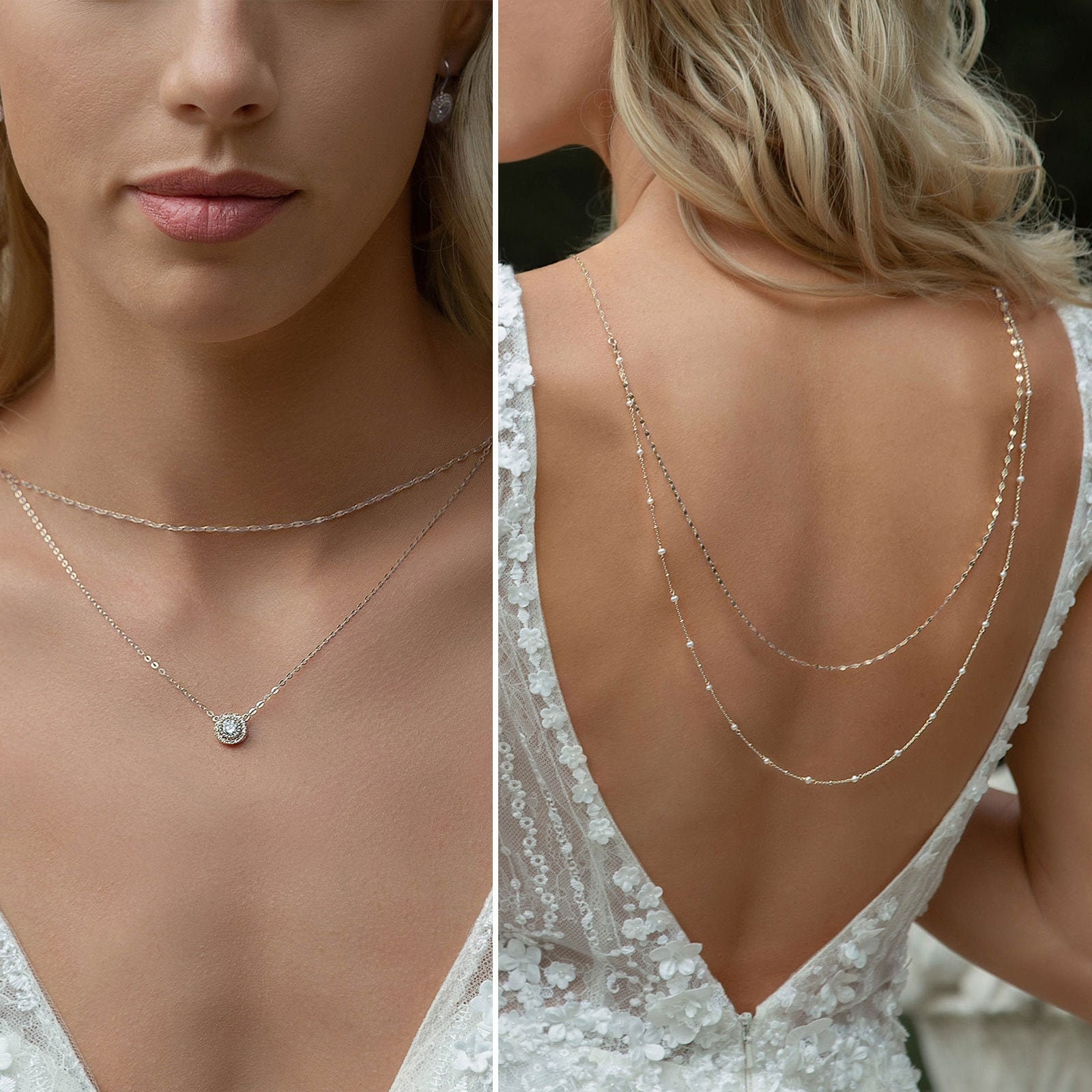 Pearl Backdrop Necklace for Low Back,Backless,Off Shoulder Wedding Dress |  Backdrops necklace, Bridal jewelry, Matching jewelry