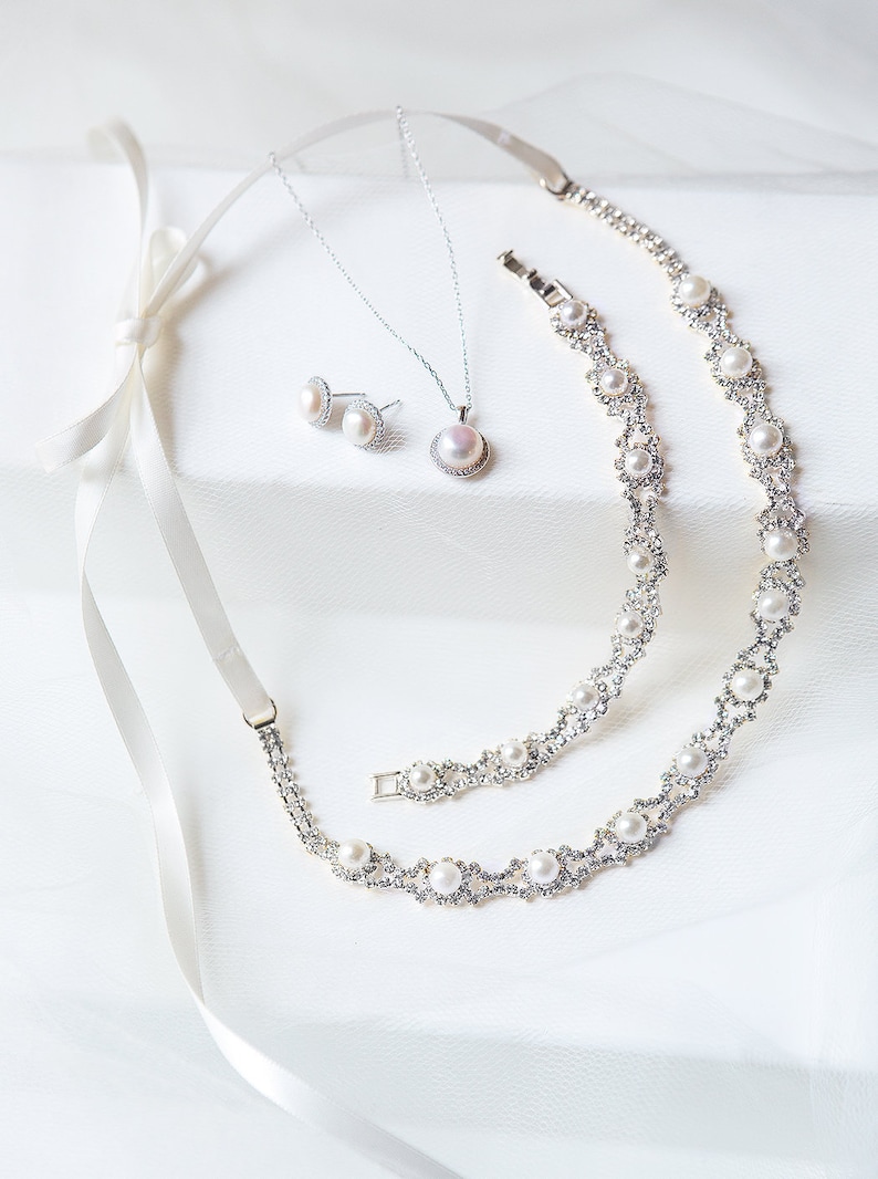 Pearl Earrings and Necklace Set N523-S Mother of the Groom Gift Mother of the Bride Jewelry