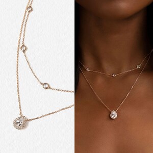 Collar para Novias, Quinceaneras, Gargantilla, Oro Rosado, Conjunto de Joyeria, Choker, Accesorios para Bodas N052-RG