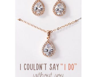 Wedding Gift, Bridesmaid Gift, Bridal Shower, Maid Of Honor Gift, Bridal Gift, Crystal Necklace, Jewelry Set, Bridal Jewelry