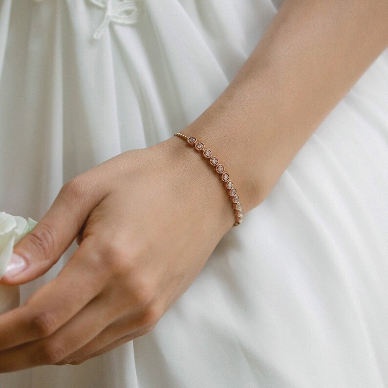 Tennis Bracelet Bridal Jewelry Rose Gold Bracelets Bridal Etsy