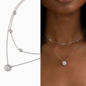 Bridal Necklace, Wedding Jewelry, Silver Jewelry, Layered Necklace, Bridal Jewelry, Silver Necklace, Wedding Accessories, N051