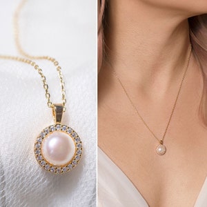 Pearl Necklace, Bridal Jewelry, Dainty Necklace, Gold Wedding Jewelry, Wedding Necklace, N386