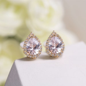 Clip On Earrings, Bridesmaid Gifts, Bridesmaid Gold Earrings, Clip On Gold Earrings, Wedding Earring, E331CLIP-2 image 9