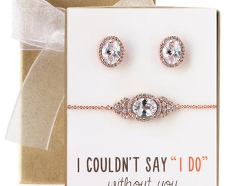 Rose Gold Bridesmaid Bracelet: Cubic Zirconia Wedding Jewelry Gift