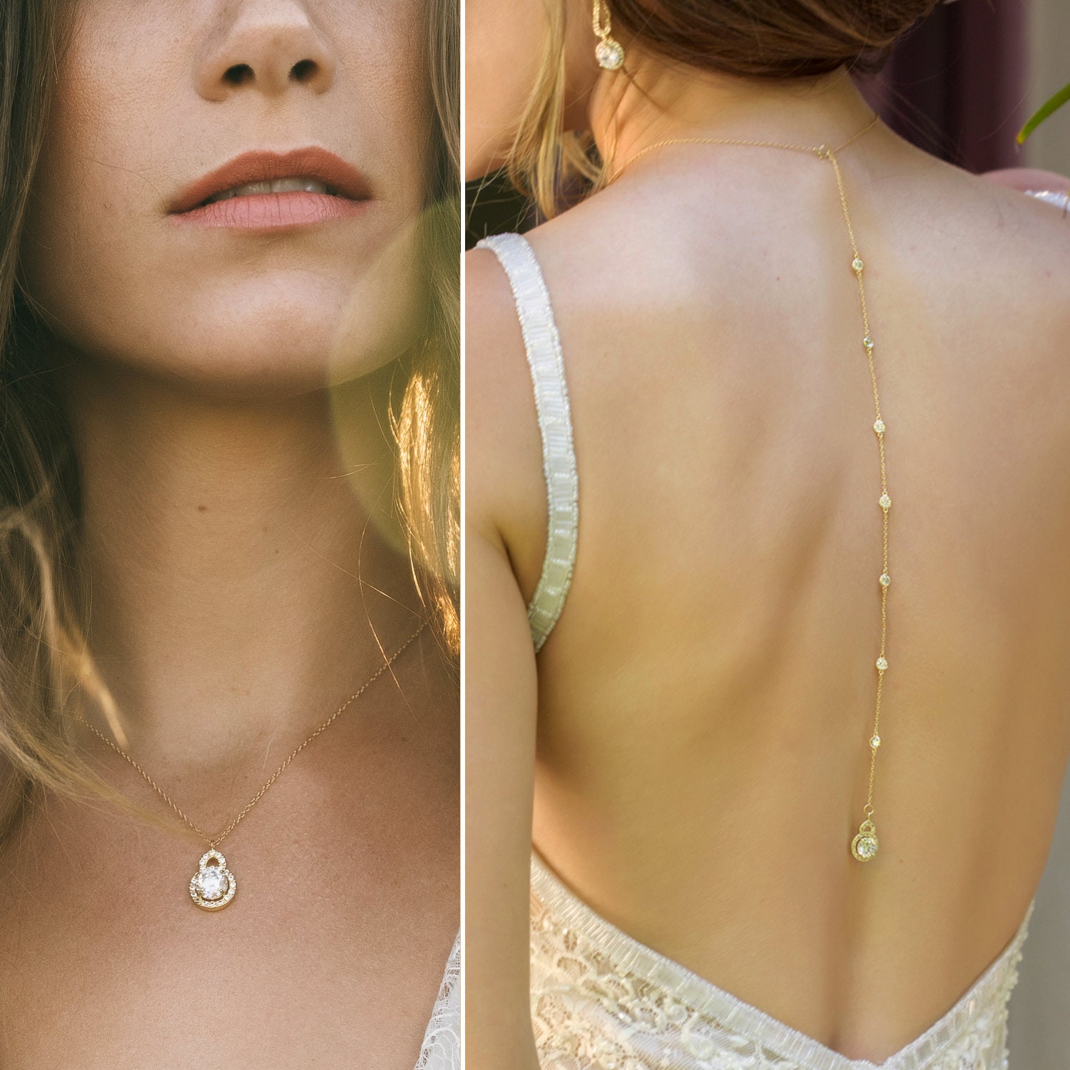 JORDAN Pearl Layered Back Necklace – Blair Nadeau Bridal Adornments