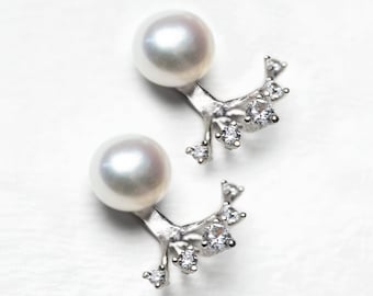 Bridal Earrings, Wedding Earrings, Stud Earrings, Crystal Earrings, Pearl Earrings, Earring Jacket