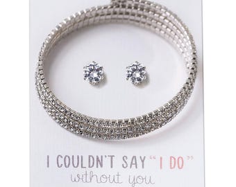 Bridesmaid Gift, Wedding Gift, Bridal Shower Gift, Bridesmaid Jewelry,Bridal Gift, Bridal Earrings, Crystal Bracelet, Jewelry Set