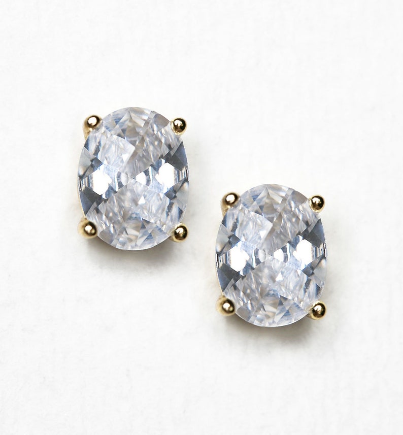 Bridal Earrings, Stud Earrings, Wedding Jewelry, Minimalist Earrings, Silver Earrings, E434 image 5