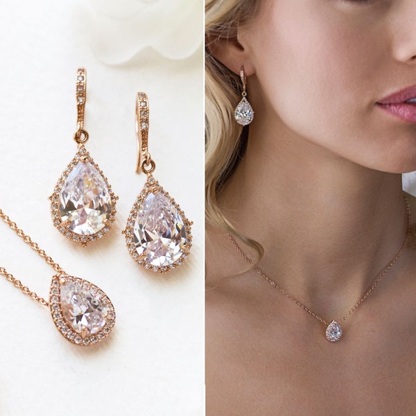 Wedding Jewelry, Rose Gold Earrings, Wedding Earrings, Bridal Jewelry, Drop Earrings, Rose Gold Jewelry, Dangle Earrings, Teardrop, E055