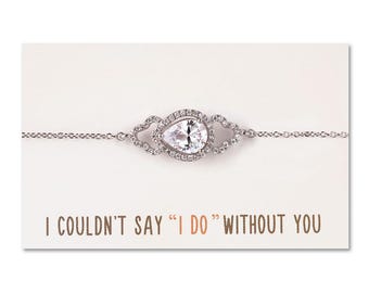 Cubic Zirconia Bridesmaid Bracelet: 18K White Gold Plated Tennis Bracelet