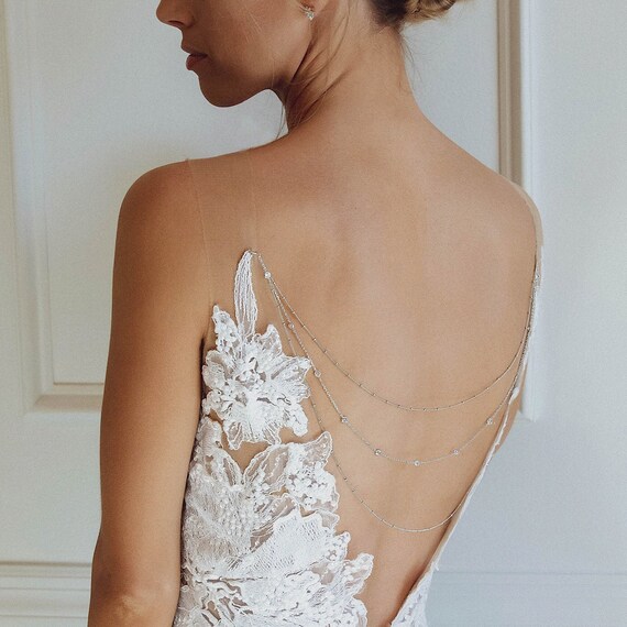 Back jewelry wedding dress Clearance