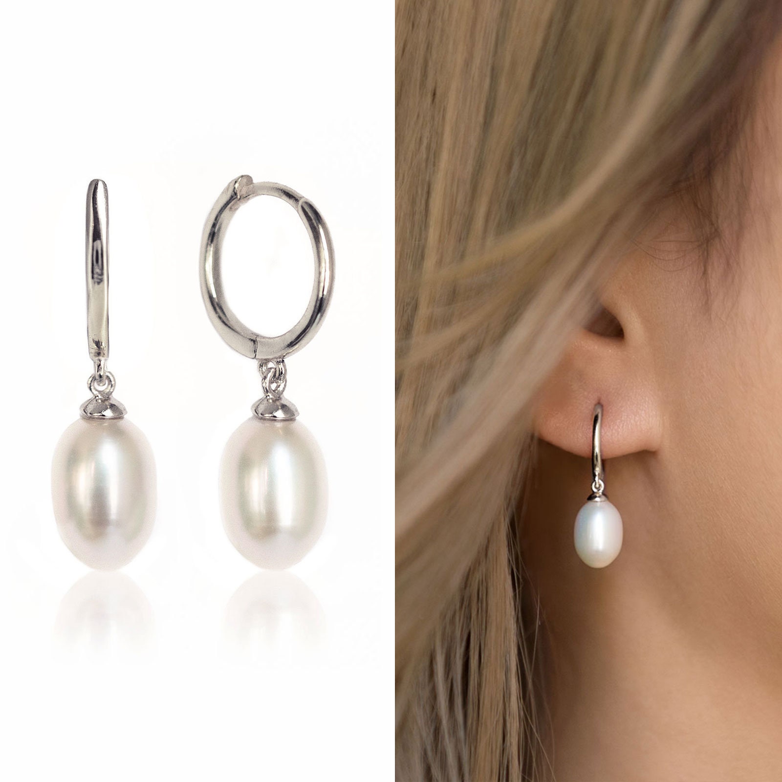 Wedding Earrings Pearl Earrings Bridal Jewelry Hoop | Etsy
