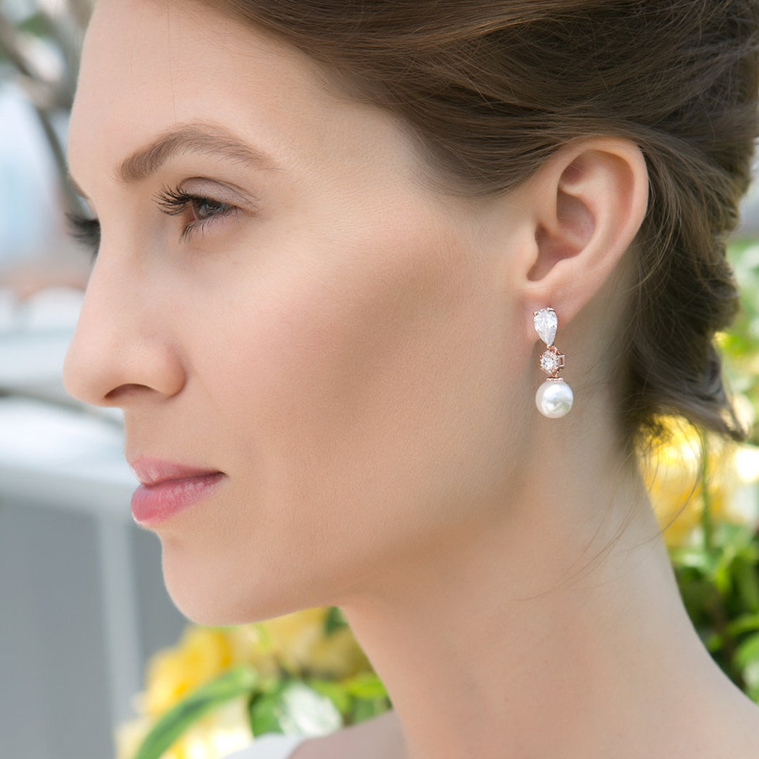 KECHO Orecchini Pendenti A Goccia In Oro 14K Con Perle Di Cristallo – Gioielli Eleganti Per Donna – Regalo Di Compleanno E Matrimonio