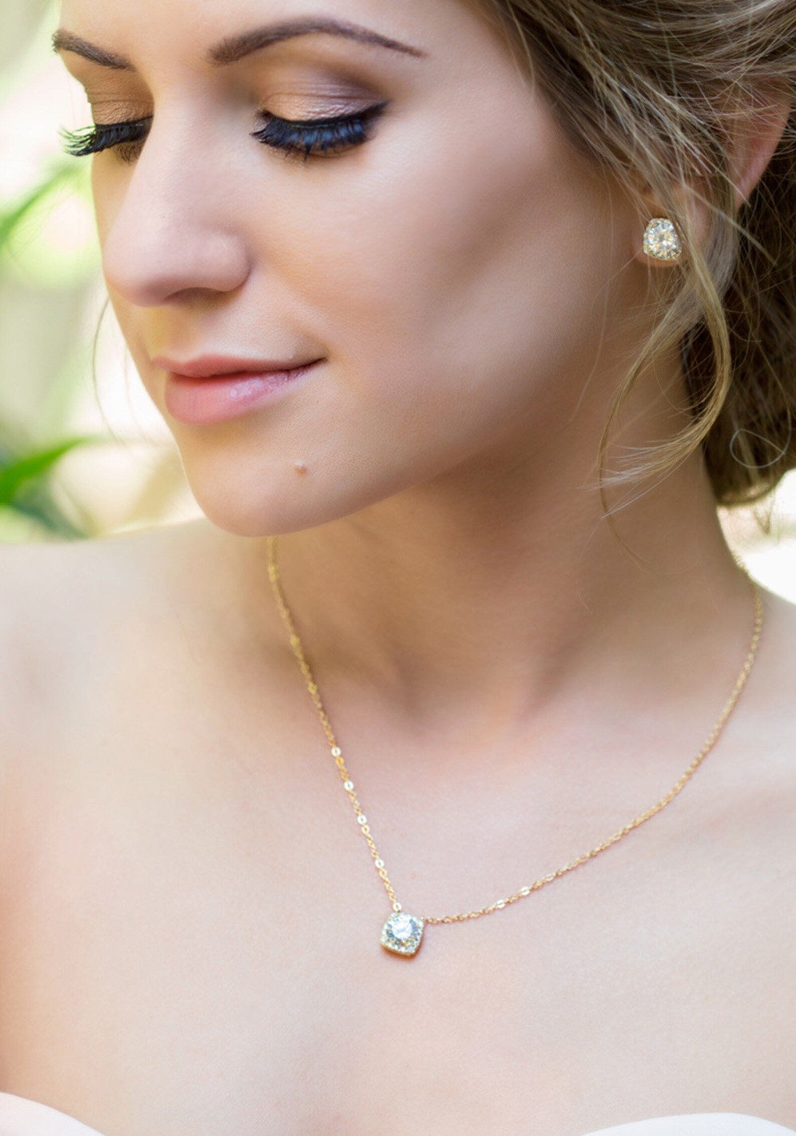 Bridal Jewelry Rose Gold Necklace Pendant Necklace Wedding Etsy