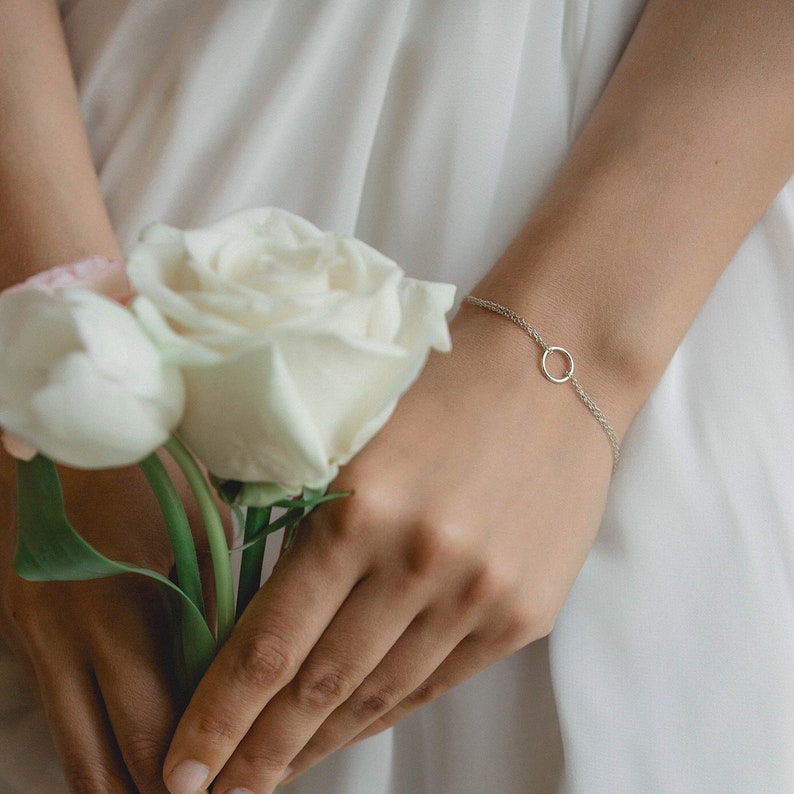 Bridal Jewelry, Silver Bracelet, Dainty Bracelet, Bridal Bracelet, Wedding Bracelet, B212 image 1