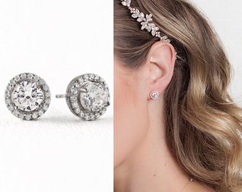 Wedding Earrings, Stud Earrings, Bridal Jewelry, Crystal Earrings, Silver Earrings, E365