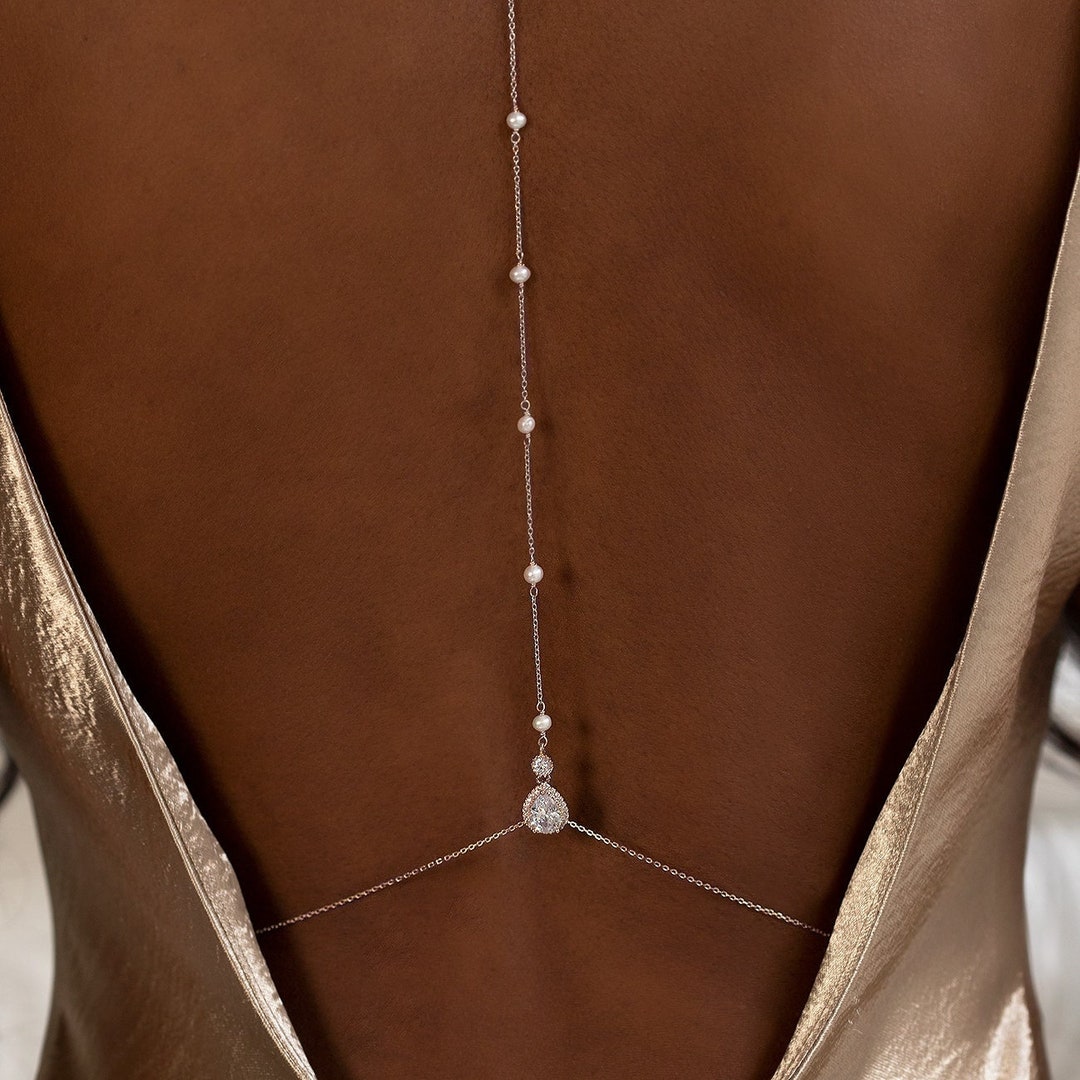 Backless Dress Jewelry Wedding Dress Backless Dress Necklace Pearl Back Necklace Body Backless Dress Jewelry Wedding Dress Backless Dress Necklace Pearl Back Necklace Body
