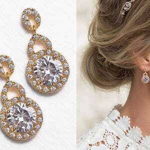 Bridal Earrings, Drop Earrings, Bridal Jewelry, Dangle Earrings, Gold Earrings, E201