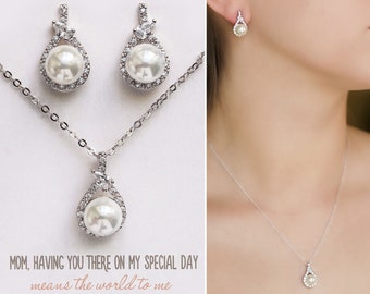 Mothers Day Gifts, Gift for Mom, Mother of the Groom Gift, Mother Of the Bride Gift, Gift for Mom, Pearl Earring, Pearl Necklace, N533-D