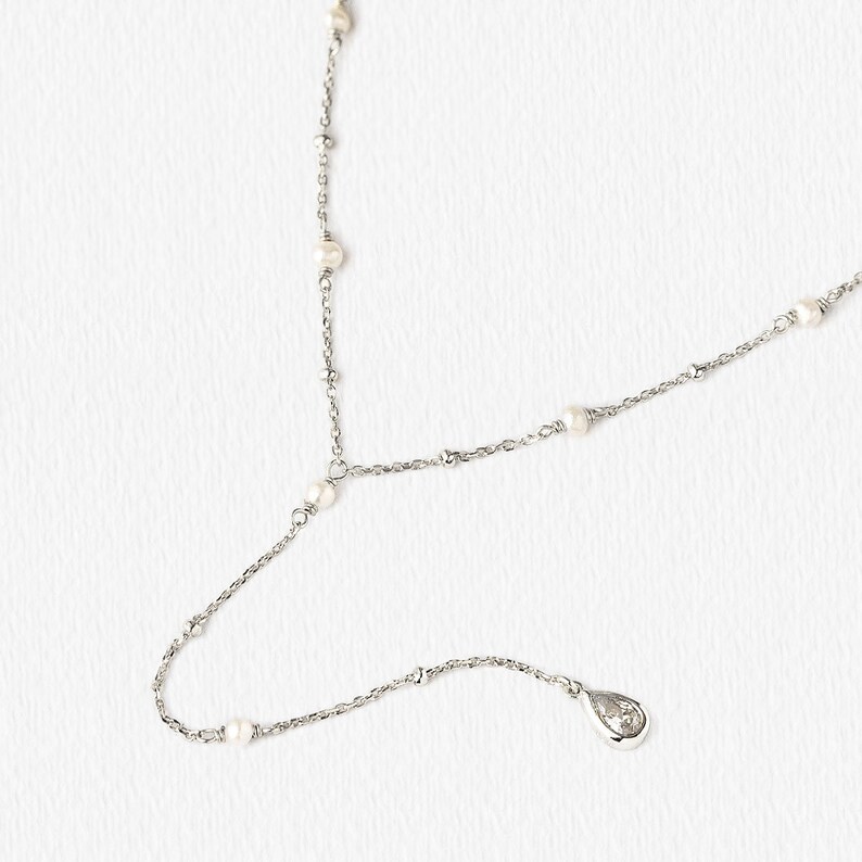 Collier de perles, Bijoux de mariée, Collier lariat, Bijoux de mariage, Collier superposé image 4