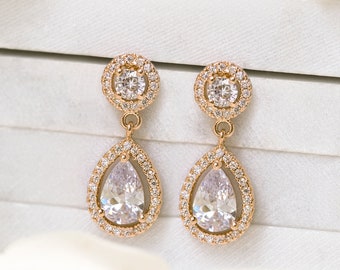 Clip-On Drop Earrings: Dangle Earrings, Bridesmaid Gifts, Clip On Earrings, Bridal Earrings, Wedding Earrings, Crystal Earrings