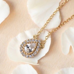 Gioielli da sposa, collana in oro, collana delicata, collana a goccia, collana da sposa, gioielli da sposa, N297