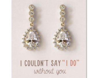 Wedding Gift, Bridesmaid Gift, Bridal Shower, Maid Of Honor Gift, Bridal Gift, Dangle Earrings, Bridal Earrings