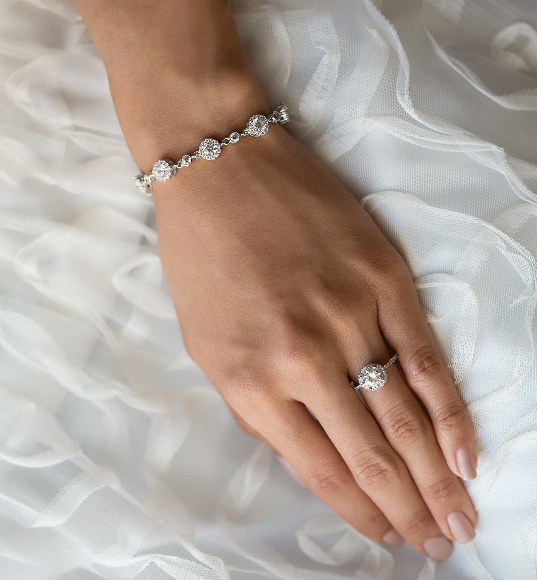 Tennis Bracelet, Bridal Jewelry, Silver Bracelets, Bridal Bracelet