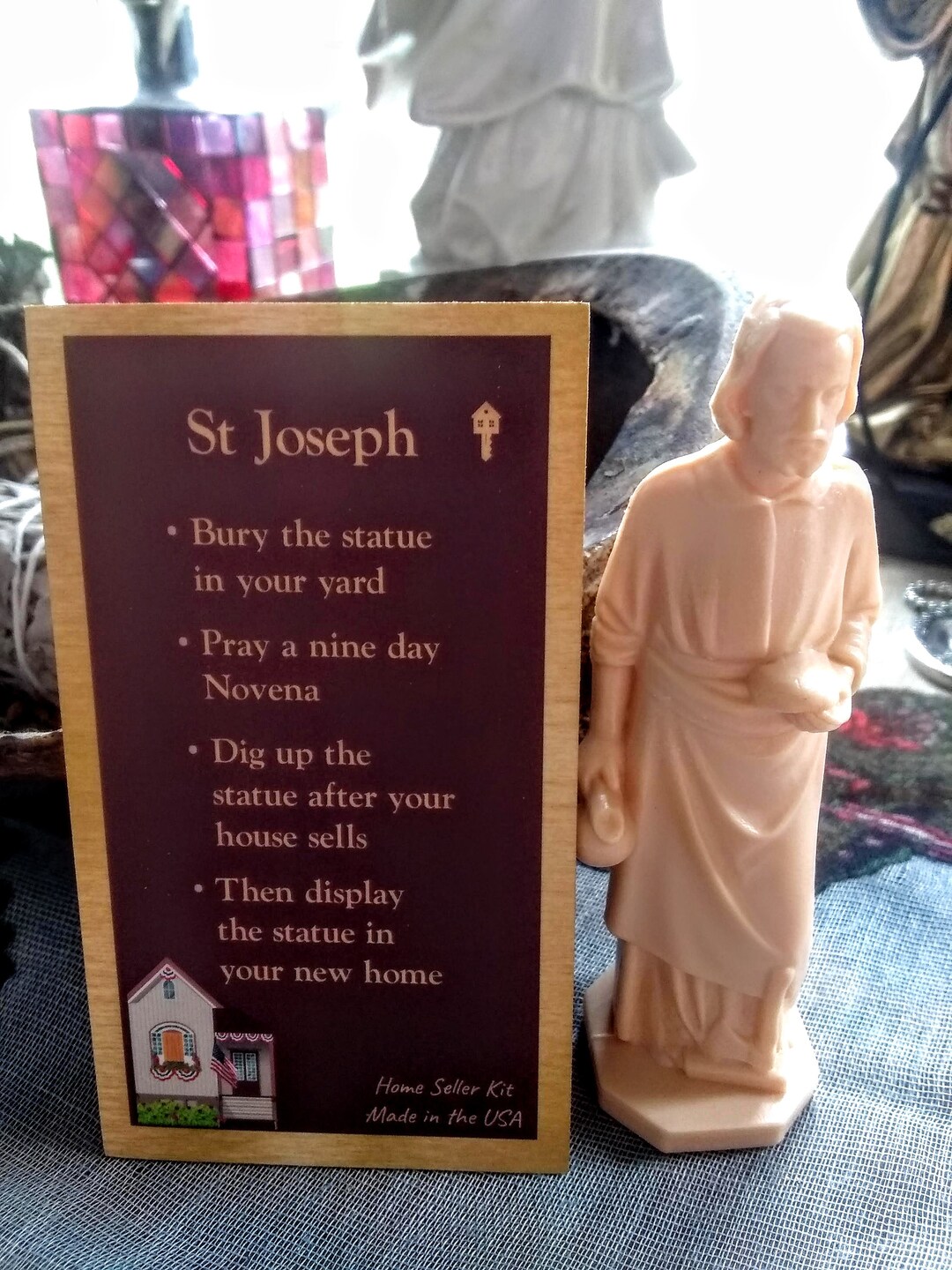 St Joseph Real Estate Spell Kit Statue With Prayer Card to Sell Home