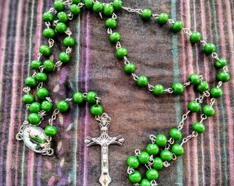 Saint Jude Rosary: Green Prayer Beads, Miracle Saint