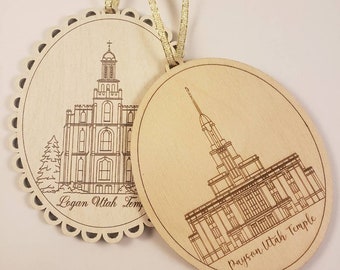 Temple Christmas Ornament, Several Temples to choose from, Engraved Customization Available