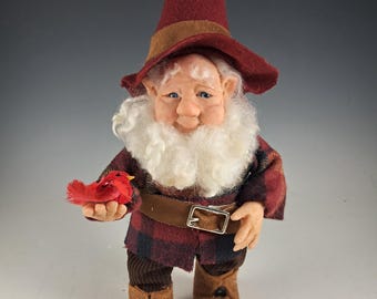 Elf Art Doll Timothy, Handmade OOAK Polymer Clay Woodland Elf, Fantasy Art Figure, Elf Collector Gift