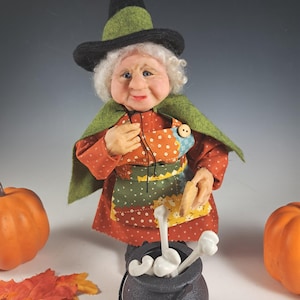 Halloween Witch Doll, Handmade Witch, &quot;Erma Collects Her Bones&quot;