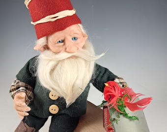 Elf Art Doll, Handmade OOAK Polymer Clay Elf, Woodland Elf Doll Jacob