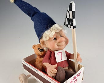 Handmade Gnome Figure Racing
