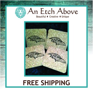 RAVENS Cork Coaster / Set of 4 / FREE Personalization