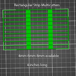 Può includere: Multi-tagliatori a strisce rettangolari verdi, lunghi 10 cm, disponibili in 4 mm, 6 mm e 8 mm di larghezza.