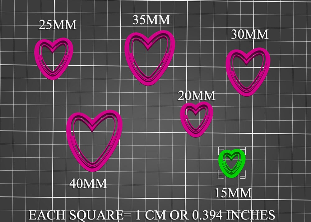 Polymer Clay Cutters #912- Hearts with Lines