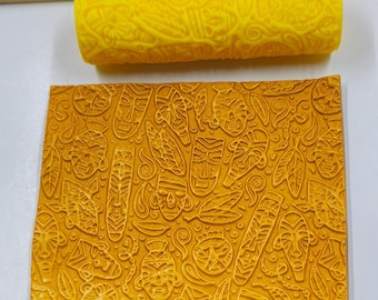 Polymer Clay Cutters #2000- Tiki Pattern #2 Hollow Core Texture Roller