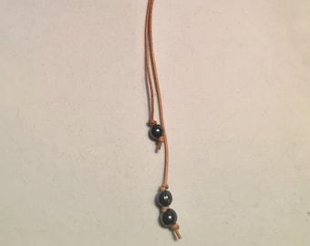 Brown Leather Choker with Freshwater Pearls