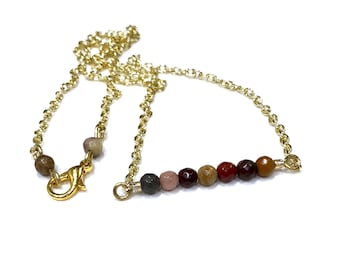 Multicolored Gemstone Dainty Necklace