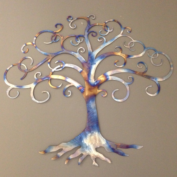 Tree of Life industrial metal wall art 24"