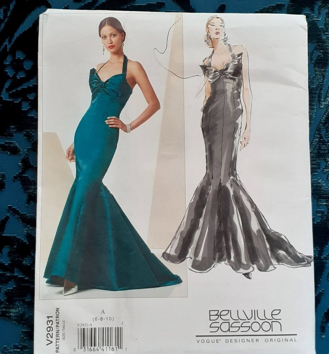 OOP Bellville Sassoon Vogue Pattern V2931 Evening Gown Dress Size 6-8 ...