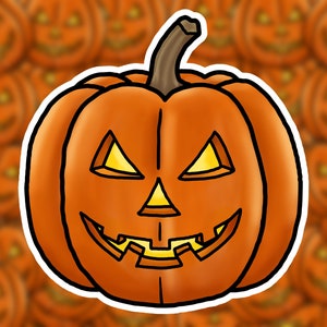 Jack o Lantern Sticker, Waterproof Sticker, Halloween Sticker, Fall Sticker, Vinyl Sticker, Spooky Sticker, Laptop Sticker, Autumn Sticker