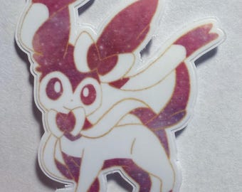 Watercolor Nebula Sylveon Vinyl Sticker: Gamer Gift