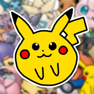 Cute Pikachu Sticker, Waterproof Sticker, Laptop Sticker, Water Bottle Sticker, Vinyl Sticker, Nintendo Gift, Video Game Sticker, Gamer Gift
