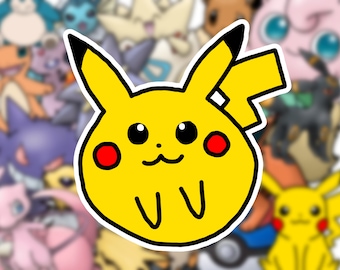 Cute Pikachu Sticker, Waterproof Sticker, Laptop Sticker, Water Bottle Sticker, Vinyl Sticker, Nintendo Gift, Video Game Sticker, Gamer Gift
