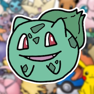 Bulbasaur Sticker, Wasserfester Aufkleber, Laptop Aufkleber, Wasserflasche Aufkleber, Vinyl Sticker, Nintendo Geschenk, Videospiel Sticker, Gamer Geschenk