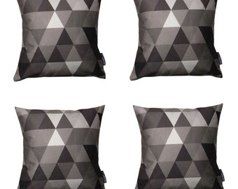 4er Set Kissen mit Füllung -  xs/Winter -  geometrisches Muster